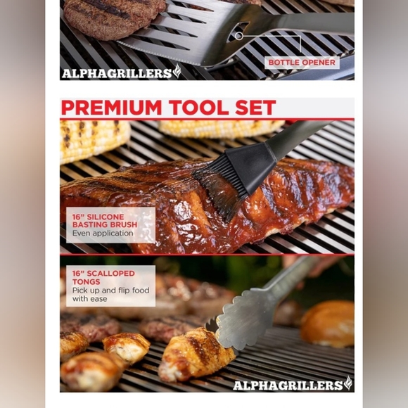Alpha Grillers Grill Set Heavy Duty BBQ Accessories - BBQ Tool Set 4pc - Picture 3 of 9